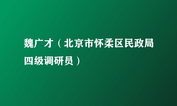 魏广才(北京市怀柔区民政局四级调研员)