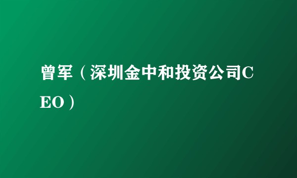 曾军（深圳金中和投资公司CEO）