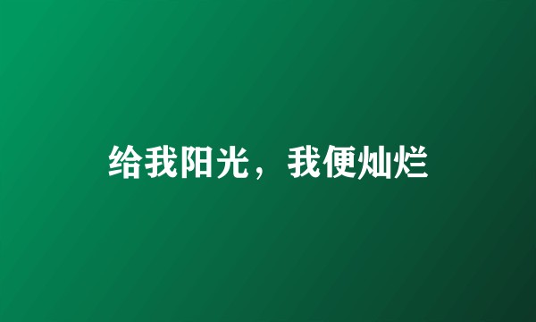 给我阳光，我便灿烂