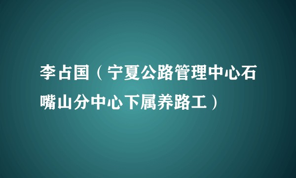 李占国（宁夏公路管理中心石嘴山分中心下属养路工）