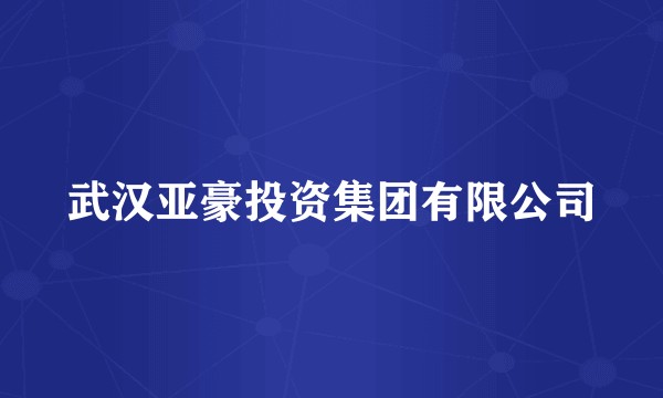 武汉亚豪投资集团有限公司
