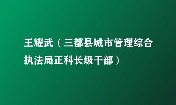 王耀武（三都县城市管理综合执法局正科长级干部）