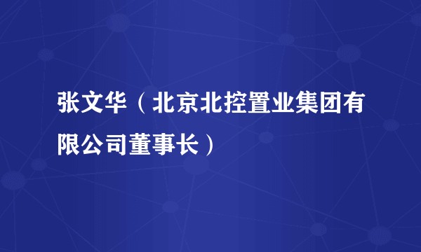 张文华（北京北控置业集团有限公司董事长）