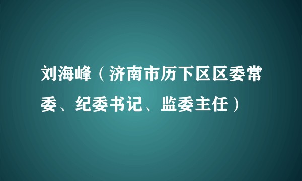 刘海峰（济南市历下区区委常委、纪委书记、监委主任）
