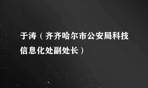 于涛（齐齐哈尔市公安局科技信息化处副处长）