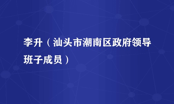 李升（汕头市潮南区政府领导班子成员）