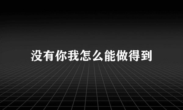 没有你我怎么能做得到
