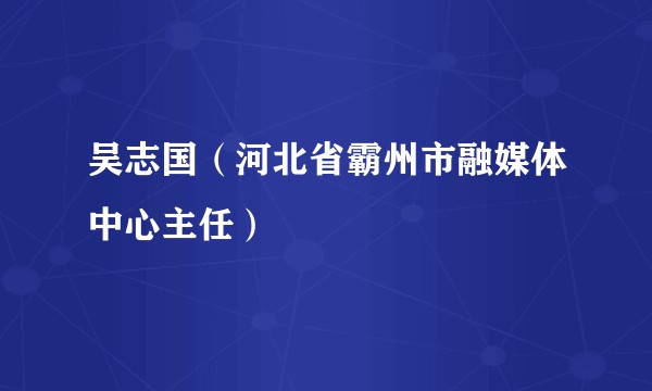 吴志国（河北省霸州市融媒体中心主任）