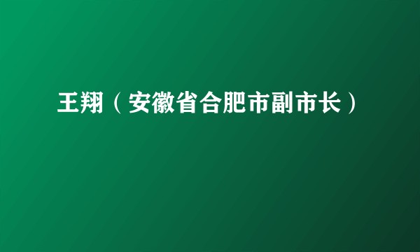 王翔（安徽省合肥市副市长）
