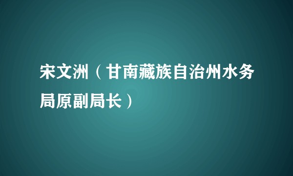 宋文洲(甘南藏族自治州水务局原副局长)