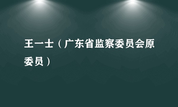 王一士（广东省监察委员会原委员）