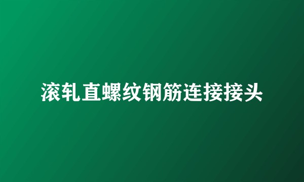滚轧直螺纹钢筋连接接头