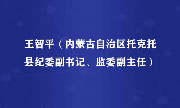 王智平（内蒙古自治区托克托县纪委副书记、监委副主任）