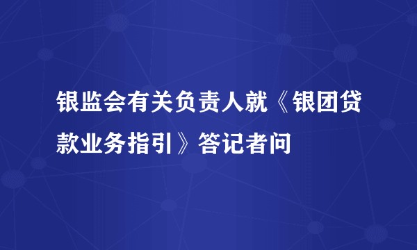 银监会有关负责人就《银团贷款业务指引》答记者问