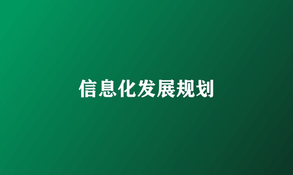 信息化发展规划