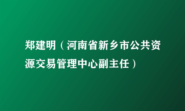 郑建明（河南省新乡市公共资源交易管理中心副主任）