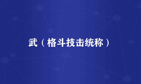 武（格斗技击统称）