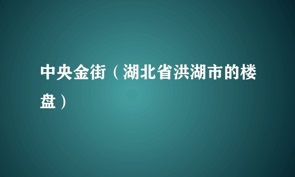 中央金街（湖北省洪湖市的楼盘）