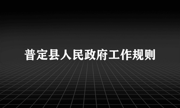 普定县人民政府工作规则
