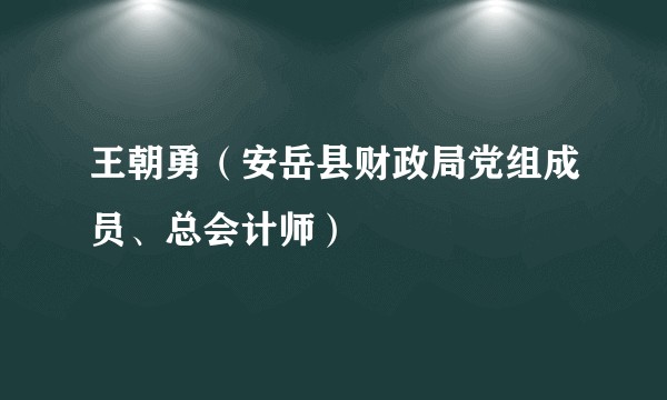 王朝勇（安岳县财政局党组成员、总会计师）