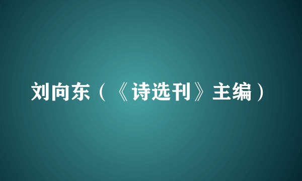 刘向东（《诗选刊》主编）