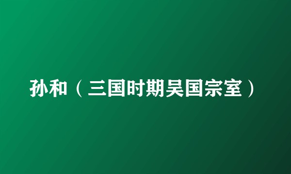 孙和（三国时期吴国宗室）