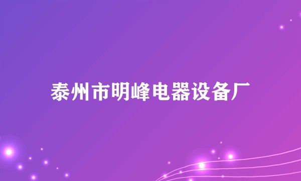 泰州市明峰电器设备厂
