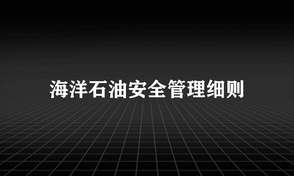 海洋石油安全管理细则