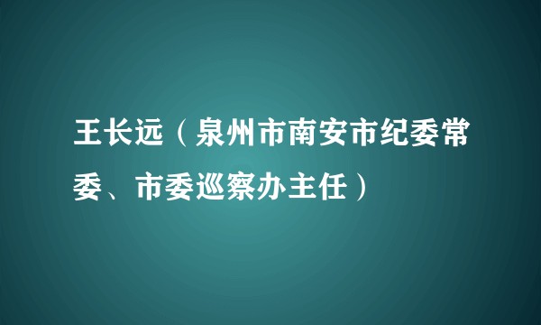 王长远（泉州市南安市纪委常委、市委巡察办主任）