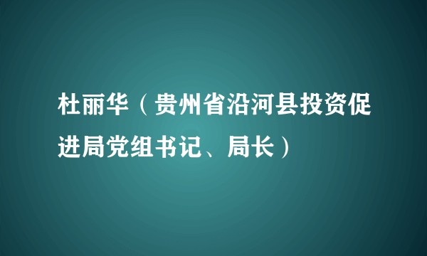 杜丽华（贵州省沿河县投资促进局党组书记、局长）