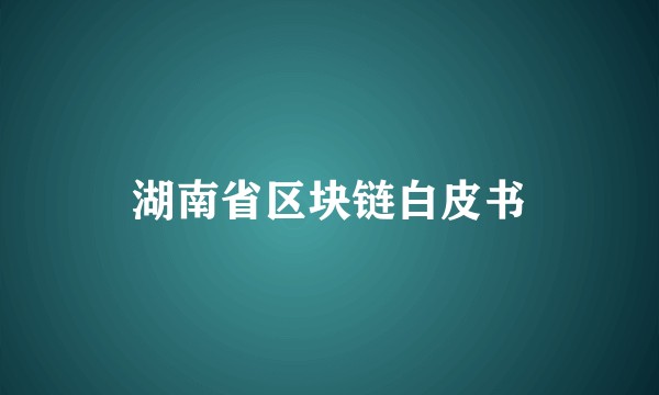 湖南省区块链白皮书