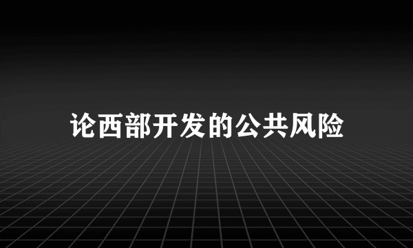 论西部开发的公共风险