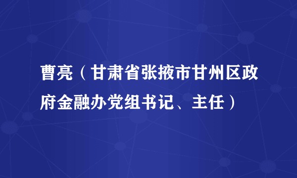 曹亮（甘肃省张掖市甘州区政府金融办党组书记、主任）