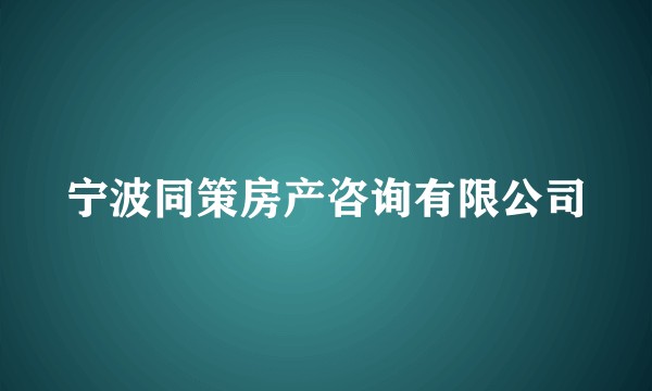 宁波同策房产咨询有限公司