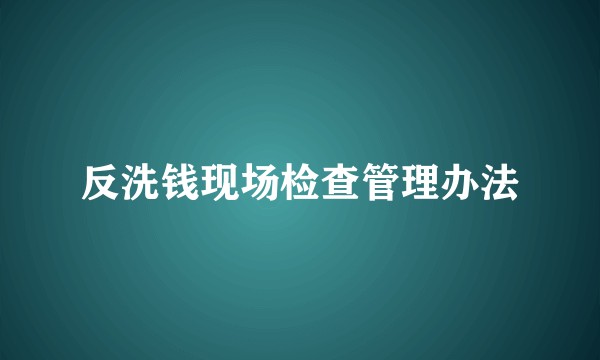 反洗钱现场检查管理办法