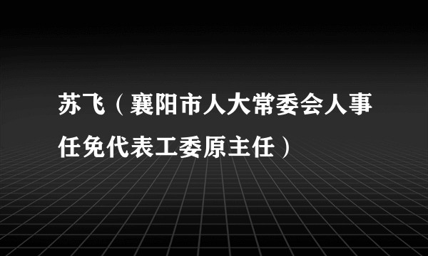 苏飞（襄阳市人大常委会人事任免代表工委原主任）