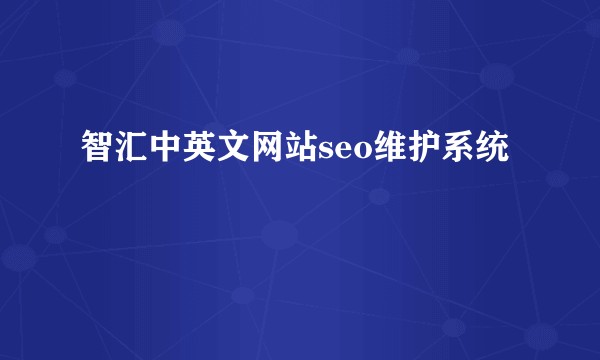 智汇中英文网站seo维护系统