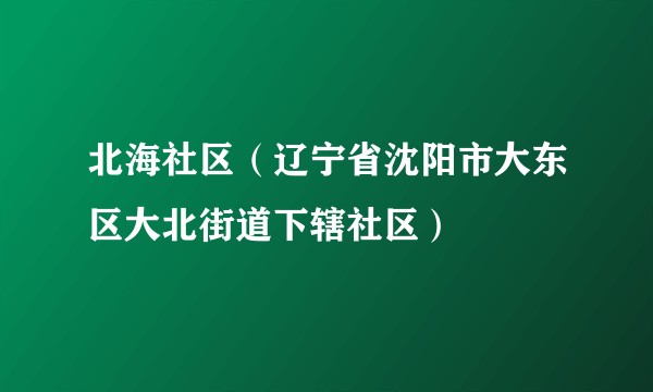 北海社区（辽宁省沈阳市大东区大北街道下辖社区）