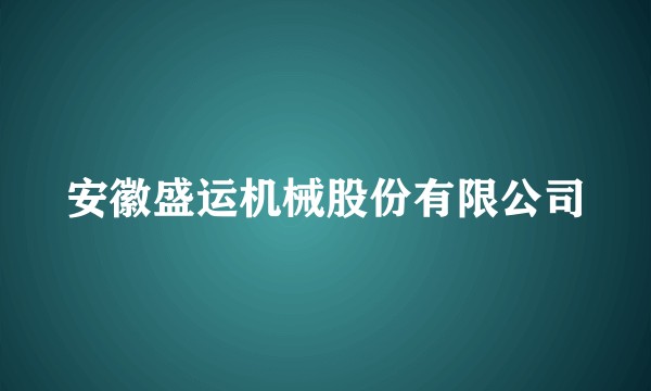 安徽盛运机械股份有限公司