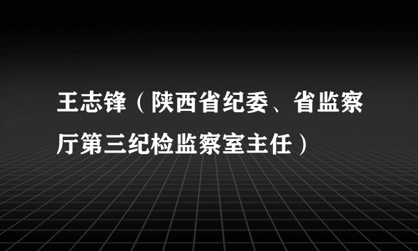 王志锋（陕西省纪委、省监察厅第三纪检监察室主任）