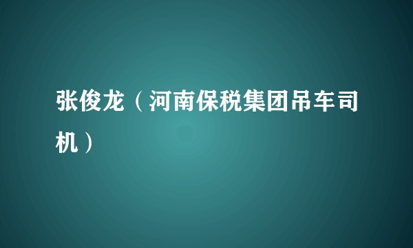 张俊龙（河南保税集团吊车司机）