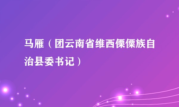 马雁（团云南省维西傈僳族自治县委书记）