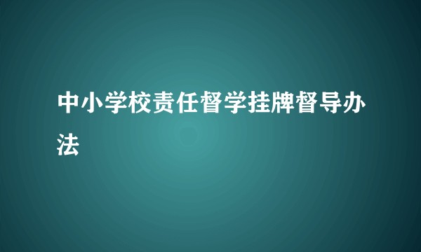 中小学校责任督学挂牌督导办法