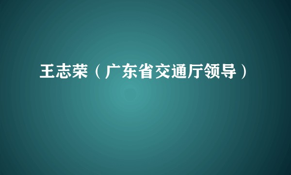 王志荣（广东省交通厅领导）