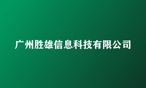 广州胜雄信息科技有限公司