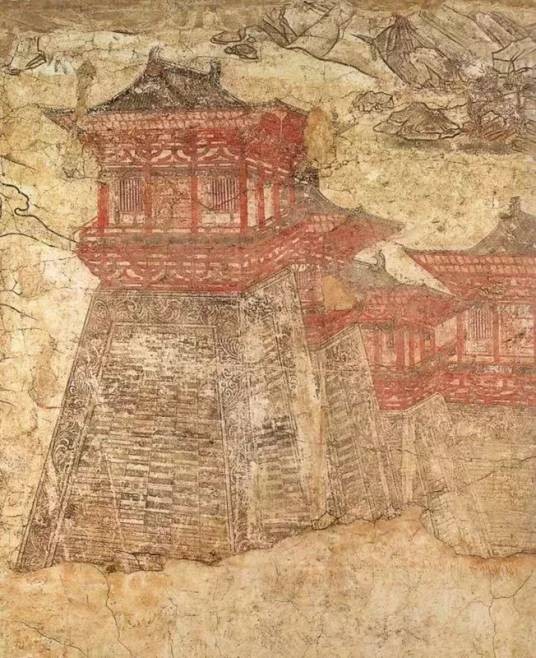 唐懿德太子墓阙楼仪仗图壁画