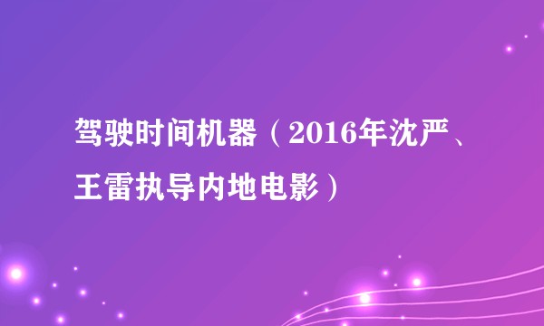 驾驶时间机器（2016年沈严、王雷执导内地电影）