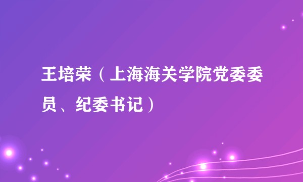 王培荣（上海海关学院党委委员、纪委书记）