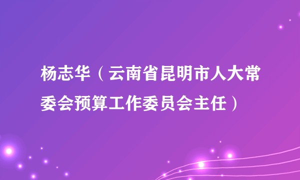 杨志华（云南省昆明市人大常委会预算工作委员会主任）