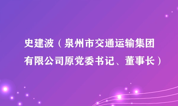 史建波(泉州市交通运输集团有限公司原党委书记、董事长)